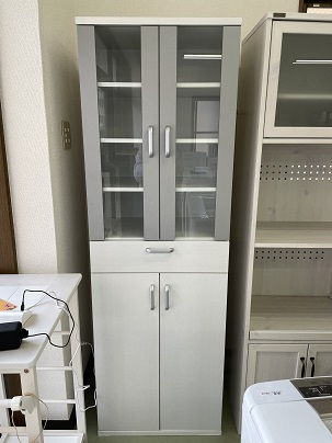 食器棚 ホワイト 幅60cm 木製キッチンキャビネット