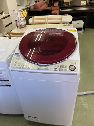 乾燥機能付き　8.0kg　SHARP　プラズマクラスター　電気洗濯乾燥機　ES-TX840-R　2015年製
