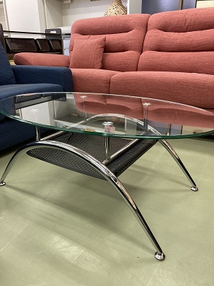 nitori ニトリ　ガラステーブル　ローテーブル　楕円テーブル　コーヒーテーブル