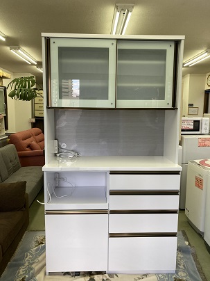 幅120ホワイトキッチンボード　レンジ台　食器棚